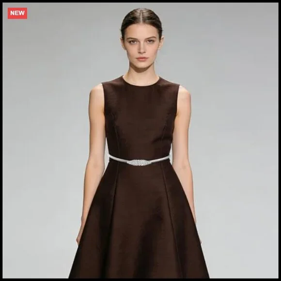 Skinny Metal Waist Belt Rhinestone Stretch Chain Elegant Chic Wedding Accessory - Picture 5 of 7